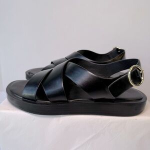 Zara Trafaluc Slingback Crisscross Minimal  Sandals Size 38 Black